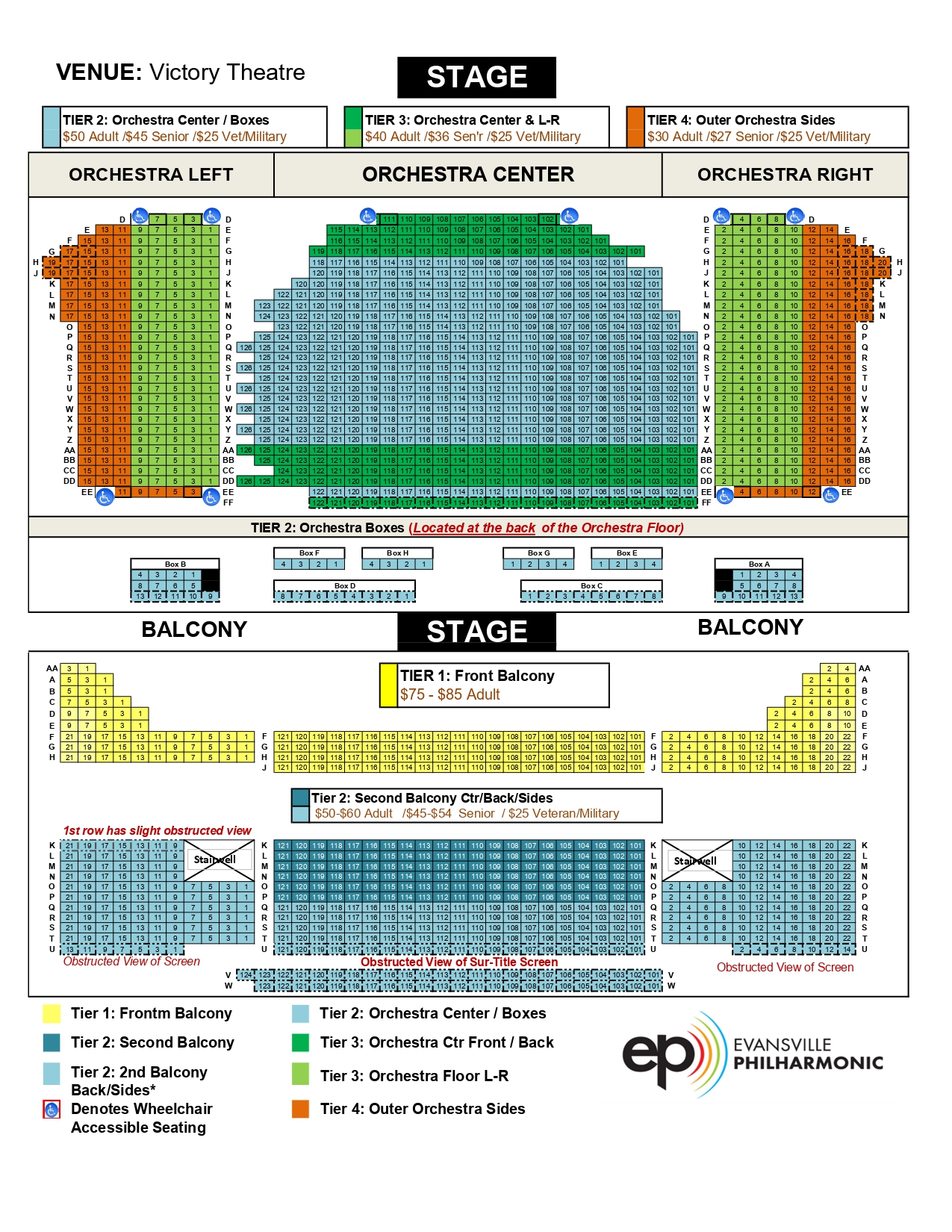 Seating Chart | Evansville Philharmonic Orchestral Corporation